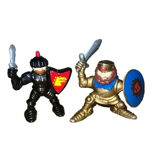 Vintage Fisher Price Castle Knights Lot of 2 1 Black Knight 1 Gold 2/2.25” 1993 - Picture 1 of 8